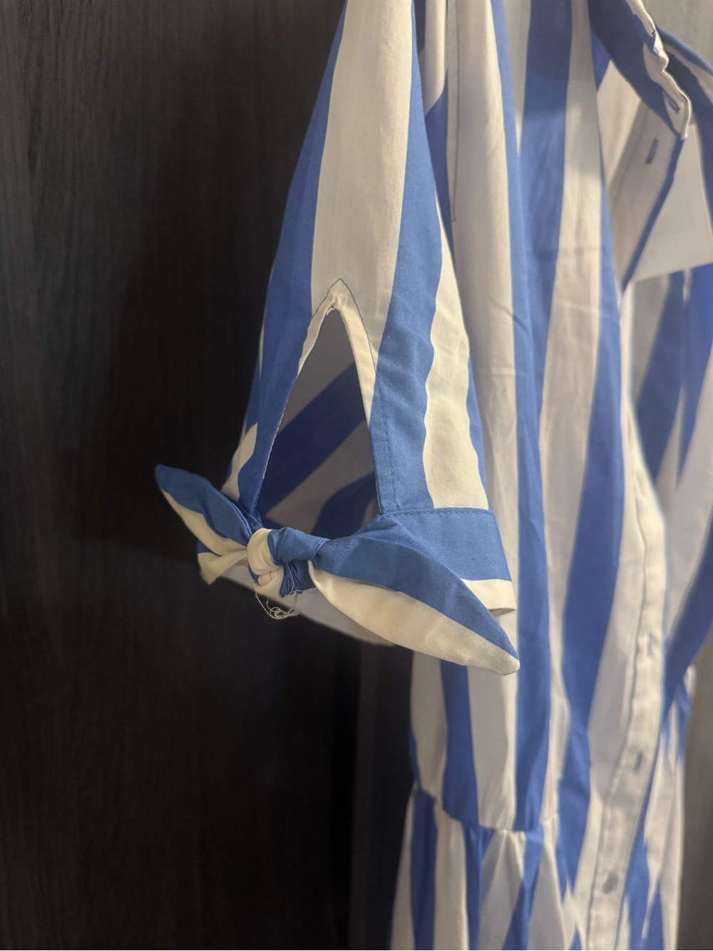 Striped Blue and White Button-Front women dress - Picture 4 of 7